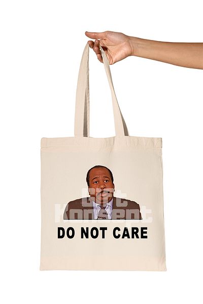 giftkonsept Do Not Care Printed the Office Organic Raw Cloth Bag
