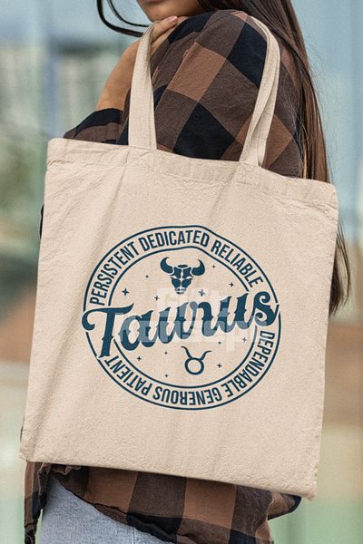 giftkonsept Taurus Traits Printed Taurus Zodiac Printed Gift Organic Raw Cloth Bag