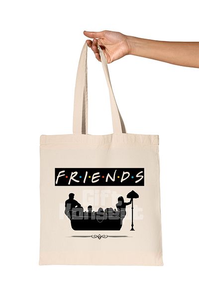 giftkonsept Friends No:3 Printed Gift Organic Raw Cloth Bag