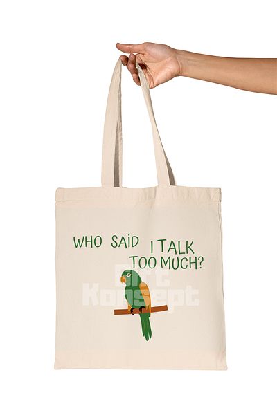 giftkonsept Text and Parrot Printed Gift Organic Raw Cloth Bag