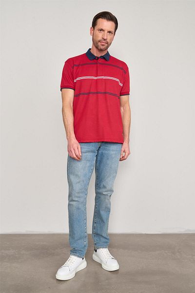 Çetinkaya Chester Polo 3950 Men's Polo Neck 30/1 Knitted T-Shirt Red