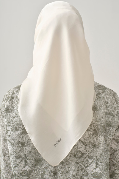 Tuğba Floş Pamuk Naturel Eşarp - Ekru