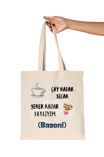 giftkonsept I'M as Hot as Tea as Sweet as Sugar Sometimes Printed Gift Organic Raw Cloth Bag