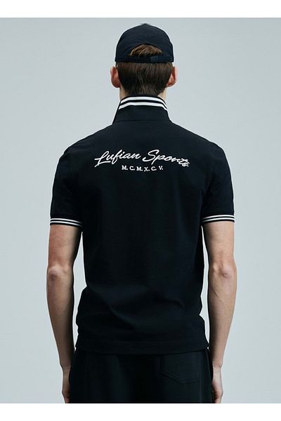 Lufian 111040216 Everes Smart Polo Neck T-Shirt Men's T-Shirt Black