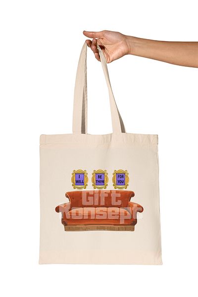 giftkonsept I Will Be There for You Friends Printed Gift Organic Raw Cloth Bag