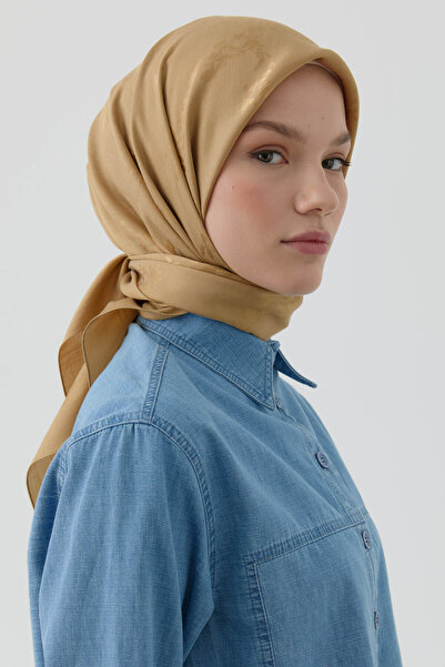 Tuğba Floral Jakar Nida Naturel Eşarp - Safran