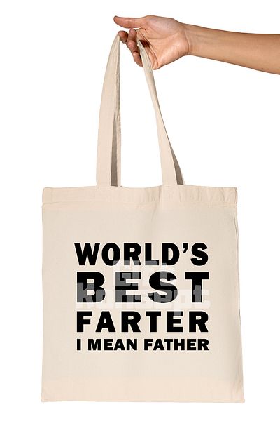 giftkonsept World's Best Farther I Mean Father Printed Gift for Dad Funny Organic Raw Cloth Bag
