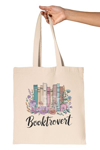giftkonsept Booktrovert Printed Book Lover Introverted Definition Printed Gift Organic Raw Cloth Bag
