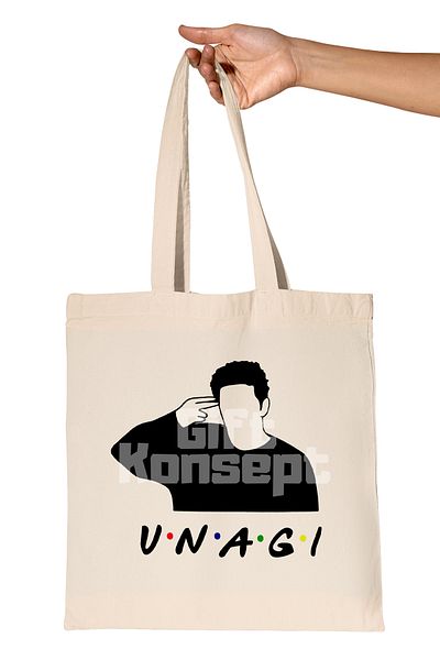 giftkonsept Unagi Friends Ross Printed Friends Organic Raw Cloth Bag
