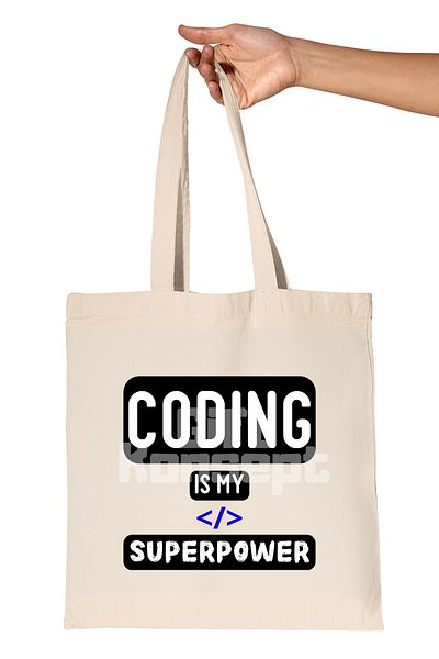 giftkonsept Coding Is My Superpower Printed Software Engineer Organic Raw Cloth Bag