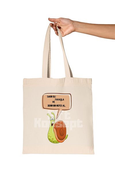 giftkonsept Keep Calm, Slow down and Take a Deep Breath Motivational Printed Gift Organic Raw Cloth Bag