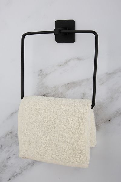 UG Home Black Bathroom Shower Shelf Adhesive Square Towel Holder Outdoor Adhesive Toilet Paper Holder 3-Piece Bathroom Set