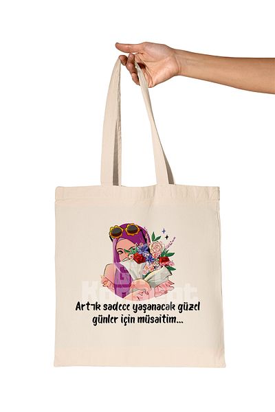 giftkonsept I'M Available for Beautiful Days Printed Gift Organic Raw Cloth Bag