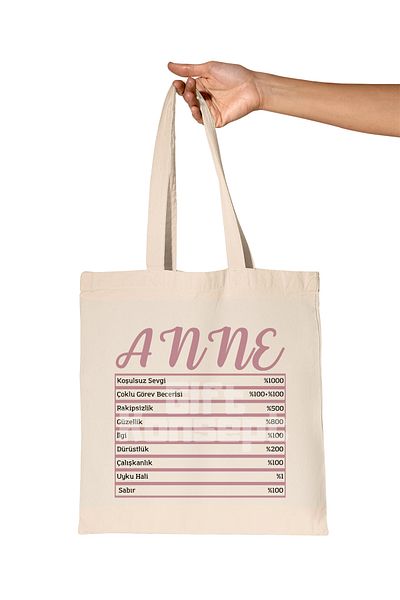 giftkonsept Mother's Day Organic Raw Cloth Bag with Mother's Day Nutrition Facts Printed