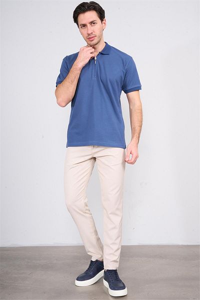 Çetinkaya Chester Polo 3872 Men's Polo Collar 30/1 Combed Cotton Pique T-Shirt Dark Indigo