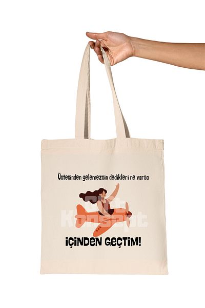 giftkonsept You Can'T Get over It, I Got through It Printed Gift Organic Raw Cloth Bag