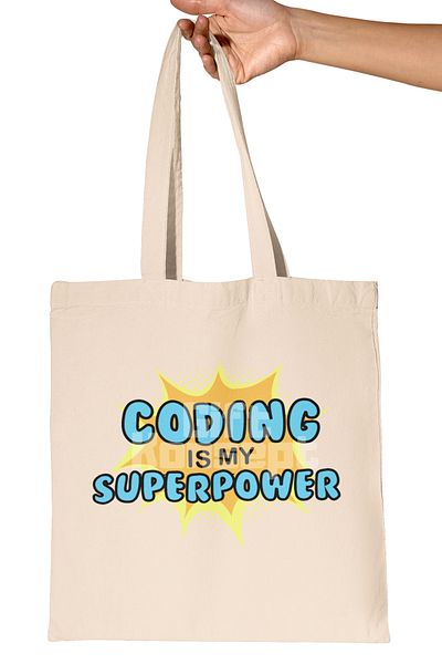 giftkonsept Coding Is My Superpower Printed Software Engineer Printed Gift Organic Raw Cloth Bag