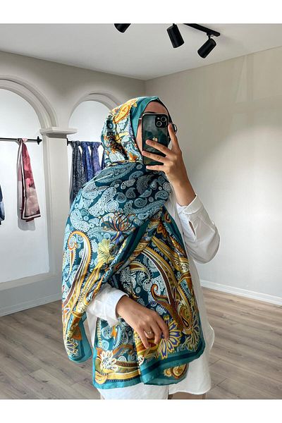 Merwiss Imported Voile Green Ethnic Patterned Shawl