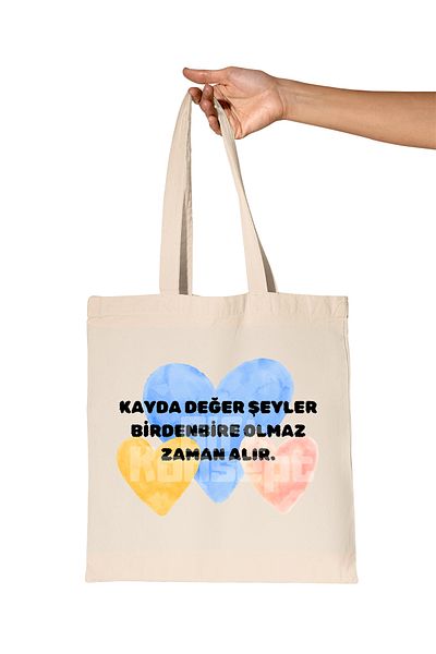 giftkonsept Things Worth Recording Take Time to Be Alone Motivational Printed Gift Organic Raw Cloth Bag