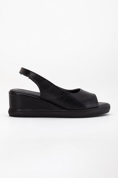 Dilimler Ayakkabı Women's Wedge Heeled Shoes Black Side Closed Toe Open