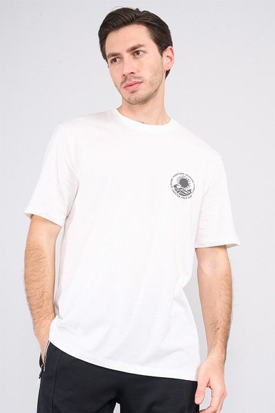 Çetinkaya Chester Polo 3833 Crew Neck 30/1 Combed Cotton Comfort Printed T-Shirt Cream