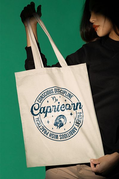 giftkonsept Aquarius Traits Printed Aquarius Zodiac Sign Printed Gift Organic Raw Cloth Bag