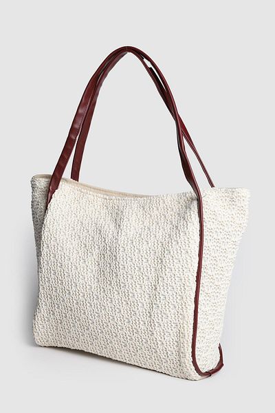 La La'Graccio Paris Lagraccio Paris Women's Aceo Straw-Knitted Oversized Shoulder Bag Knitted Cream Burgundy