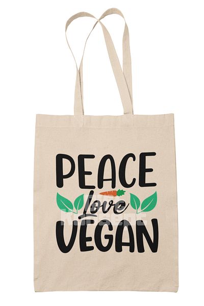 giftkonsept Peace Love Vegan Printed Gift Organic Raw Cloth Bag