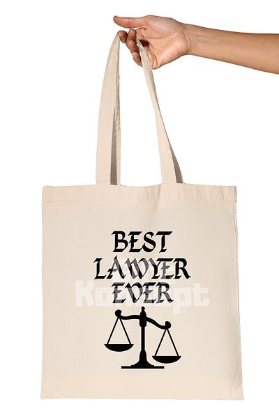 giftkonsept Best Lawyer Ever Printed Lawyer Gift Organic Raw Cloth Bag