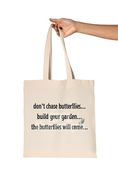 giftkonsept '...The Butterflies Will Come'' Motivational Printed Gift Organic Raw Cloth Bag