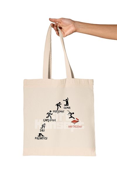giftkonsept Transition to the Weekend Printed Gift Organic Raw Cloth Bag