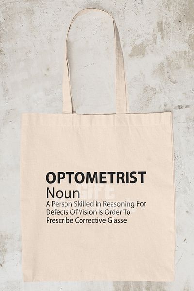 giftkonsept Optometrist Noun Printed Eye Doctor Printed Gift Organic Raw Cloth Bag