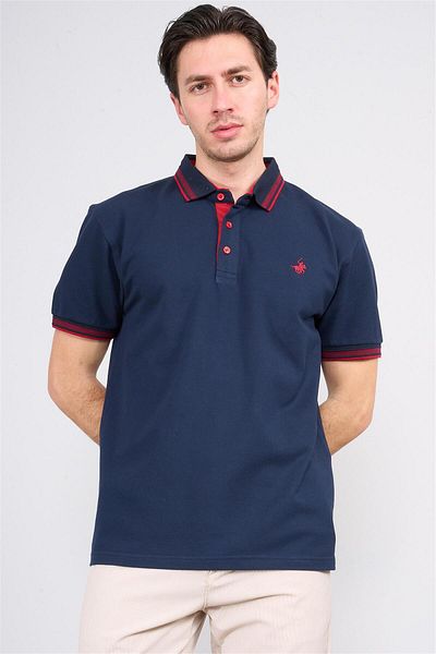 Çetinkaya Chester Polo 3894 Men's Polo Neck 30/1 Combed Cotton Pique T-Shirt Dark Navy Blue