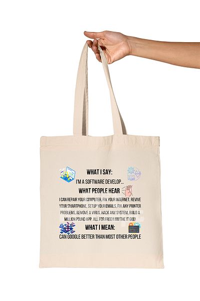giftkonsept I' Am a Software Developer Printed Software Developer Organic Raw Cloth Bag