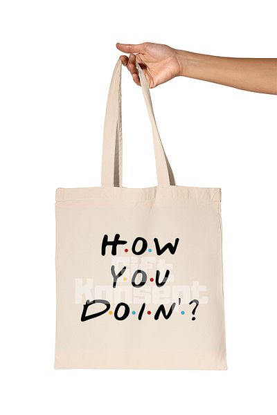 giftkonsept How You Doin Printed Friends Organic Raw Cloth Bag