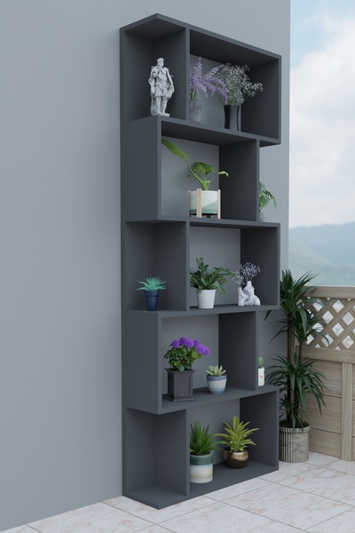 Remaks SCALA 5 RAFLI Çiçeklik Rafı Saksılık Standı Dekoratif Aksesuar Rafı Saksılık-ANTRASİT