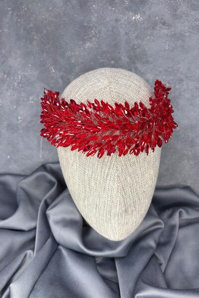 Limelia تاج حناء العروس من سالبا الأحمر وإكسسوار عمامة الشعر