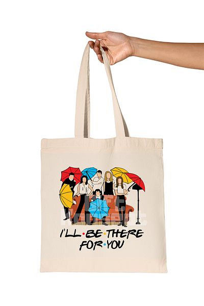 giftkonsept I'Ll Be There for You Printed Friends Organic Raw Cloth Bag