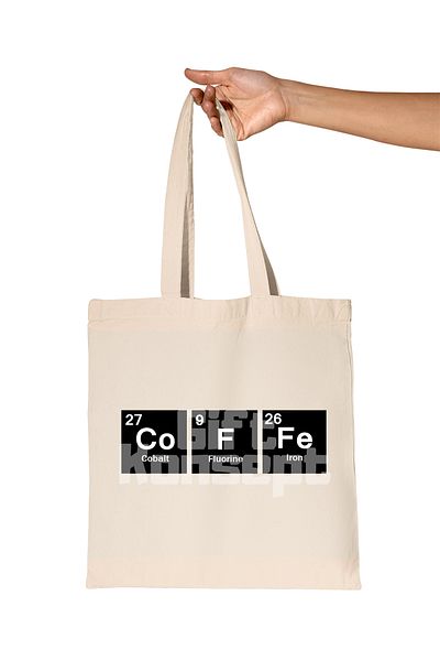 giftkonsept Coffee Periodic Table Printed Gift Organic Raw Cloth Bag