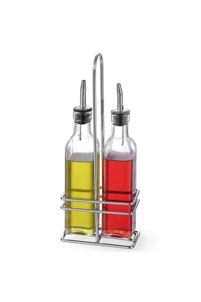 HENDI Zestaw stołowy butelki z koszykiem do oliwy i octu winnego 2 x 237ml - 460245