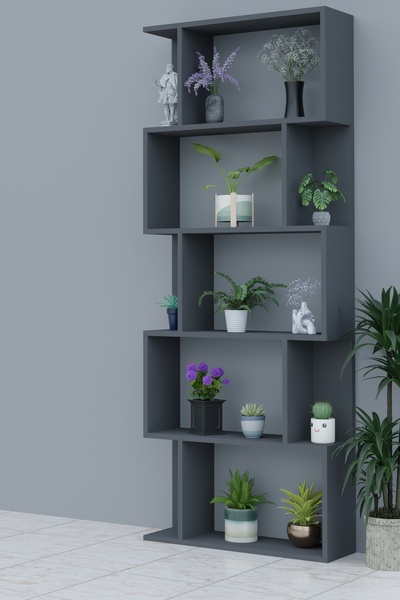 Remaks SCALA 5 RAFLI Çiçeklik Rafı Saksılık Standı Dekoratif Aksesuar Rafı Saksılık-ANTRASİT