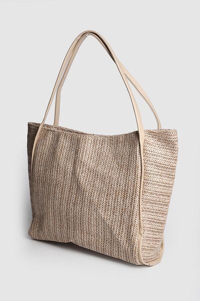 La La'Graccio Paris Lagraccio Paris Women's Aceo Straw-Knitted Large Size Shoulder Bag Mink Straw Mink