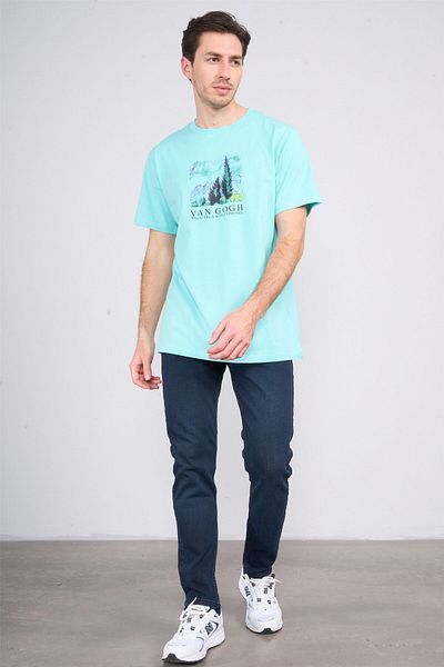 Çetinkaya Chester Polo 4205 Unisex Crew Neck Cotton License T-Shirt Water Green