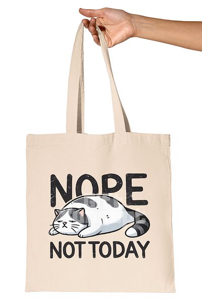 giftkonsept Cat Funny Printed Humorous Cat Lover Cat Owner Humor Printed Gift Organic Raw Cloth Bag