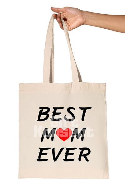 giftkonsept Best Mom Ever Printed Mother's Day Organic Raw Cloth Bag