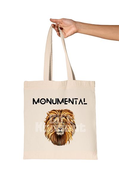 giftkonsept Monumental Lion Printed Gift Organic Raw Cloth Bag
