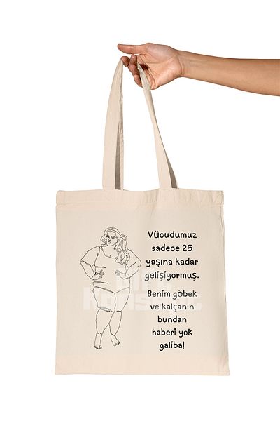 giftkonsept My Belly Has No Idea Printed Gift Organic Raw Cloth Bag