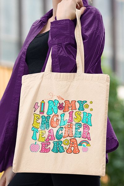 giftkonsept Silently Correcting Grammar 2 Printed English Teacher Printed Gift Organic Raw Cloth Bag