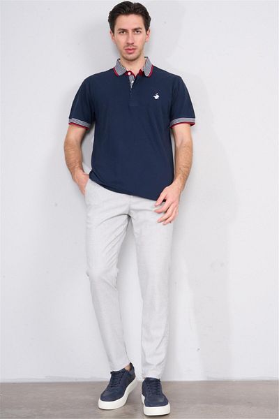 Çetinkaya Chester Polo 3951 Men's Polo Neck Combed Cotton Pique T-Shirt Navy Blue