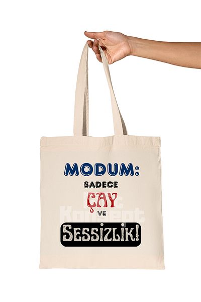 giftkonsept Modum Only Tea and Silence Printed Gift Organic Raw Cloth Bag